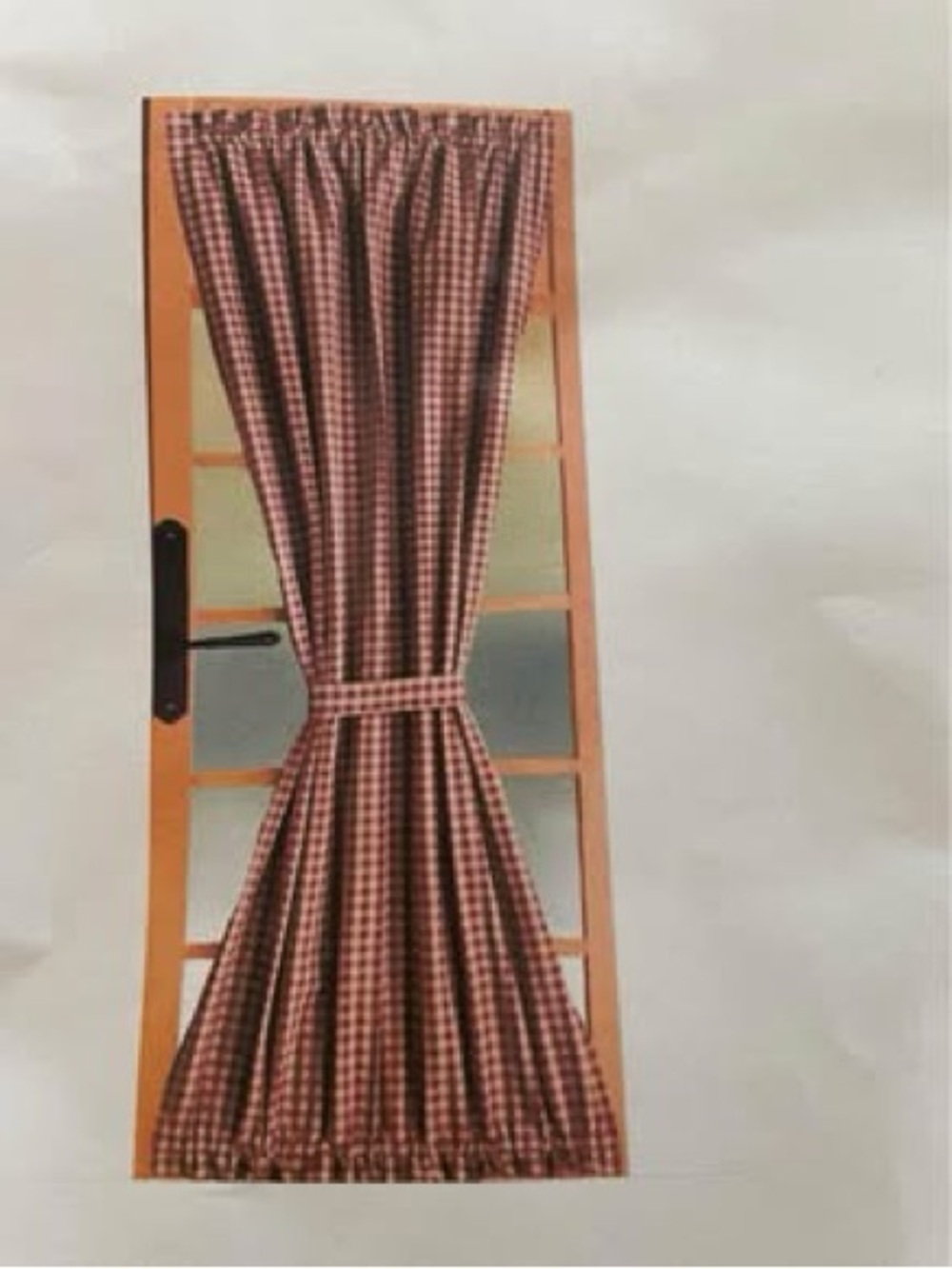 Red Plaid Rod Pocket Kitchen Door Curtain - Unbranded